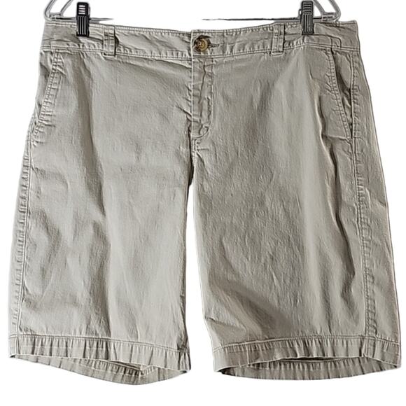 Womens Sz 14 Kacki Shorts Modest Neutral Pockets Casual Classic Dockers - Picture 1 of 11
